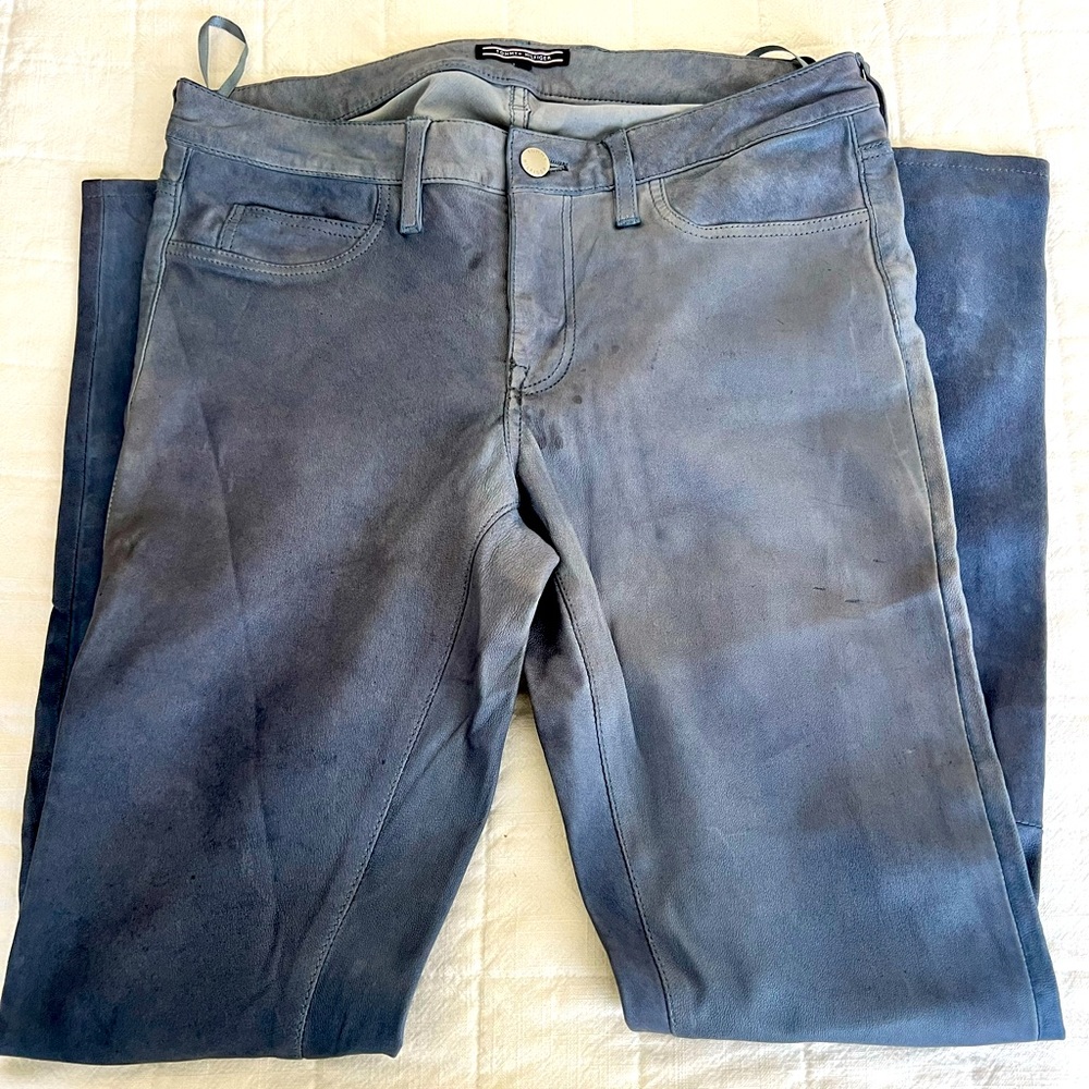 Tommy Hilfiger unisex denim-look LEATHER pants size 8